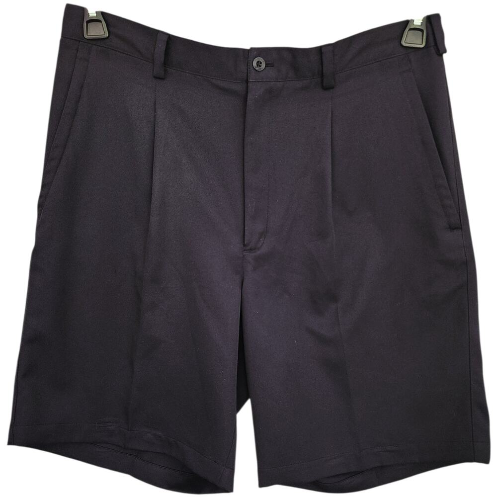 Nike Golf Mens Size 36 Black Dri-Fit Casual Chino Pleated Front Shorts